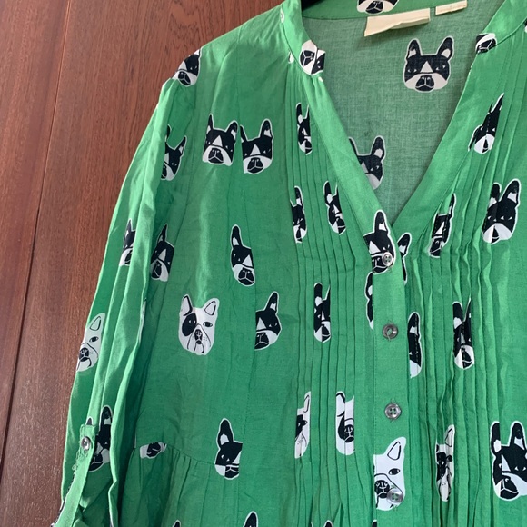 Maeve Green Blouse with Dog Print - Picture 4 of 12